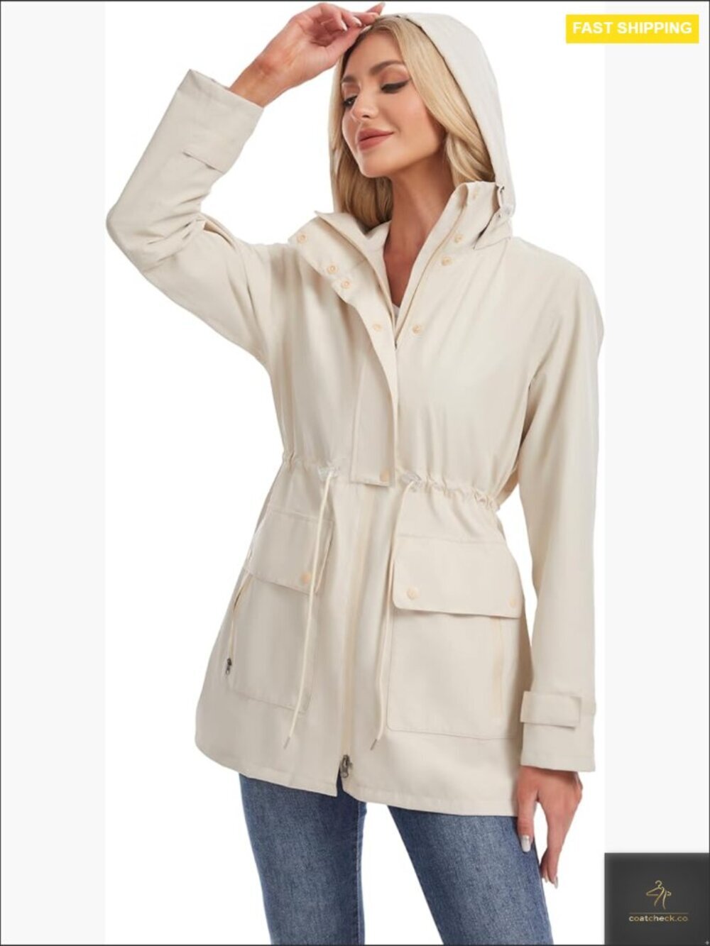 Long Waterproof Rain Jacket Hooded Windbreaker Trench Coat Outdoor Casual Wear
